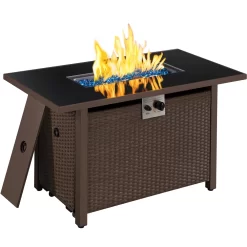 Easyfashion 43inch Outdoor Propane Fire Pit Table for Patio Deck Party, Brown