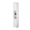 Basicwise 11.75-in W x 76.75-in H x 11.75-in D White/Wood Particleboard Freestanding Linen Cabinet