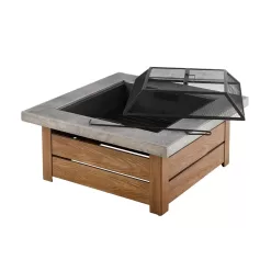 Hampton Bay 2195FPA-1-34 Stoneham 34 in. x 15.5 in. Square Steel Wood Fire Pit with Tile Top