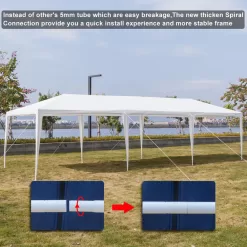 Zimtown 10'x30' Canopy install Gazebo Wedding Party Tent with Removable Sidewall Outdoor