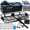Mockins NA-26 500 lbs. Capacity Hitch Mount Cargo Carrier Set with Folding Shank and 2 in. Raise, Cargo Bag, Net, Straps, Locks - Blue