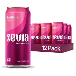 Zevia Zero Calorie Soda, Black Cherry, 16 Ounce Cans (Pack of 12)