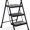 HBTower 3 Step Ladder, Folding Step Stool, Black