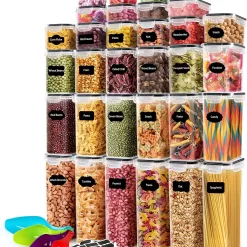 68 PCS Airtight Food Storage Containers With Lids BPA Free,Cereal Containers Storage