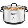 Magic Mill Extra Large 10 Quart Slow Cooker With Metal Searing Pot & Transparent Tempered Glass Lid Multipurpose Lightweight Slow Cookers