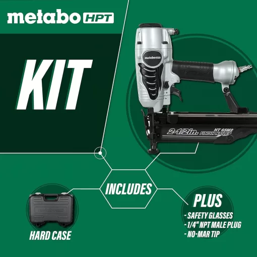 Metabo HPT Finish Nailer | 16 Gauge Finish Nails - 1-Inch up to 2-1/2-Inch | Integrated Air Duster | 5-Year Warranty | NT65M2S