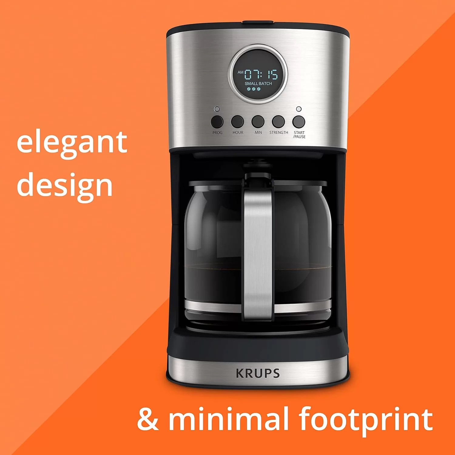 Krups Stainless Steel Programmable Coffee Maker Krups Essential Brew  Stainless Steel Drip Coffee Maker 12 Cup 99 Watts Digital Control