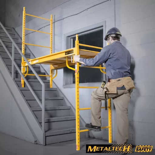 MetalTech I-CISC Jobsite 6 ft. Baker Style Rolling Scaffold Platform, 1100 lbs. Load Capacity, Steel, 6 ft. W x 6.25 ft. H x 2.5 ft. D