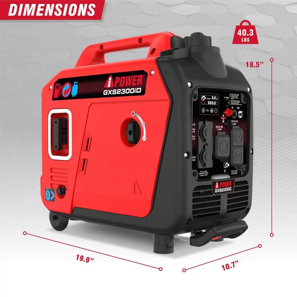 A-iPower GXS2300iD 2300-Watt Recoil Start Gas Propane Powered