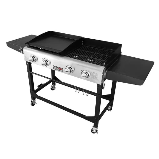 Royal Gourmet GD401 4-Burners Portable Propane Gas Grill and Griddle Combo Grills in Black with Side Tables