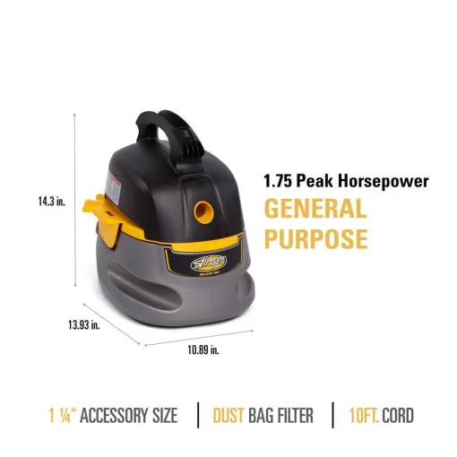 Stinger 2 5 Gal 1 75 Peak Hp Compact Wet Dry Vac