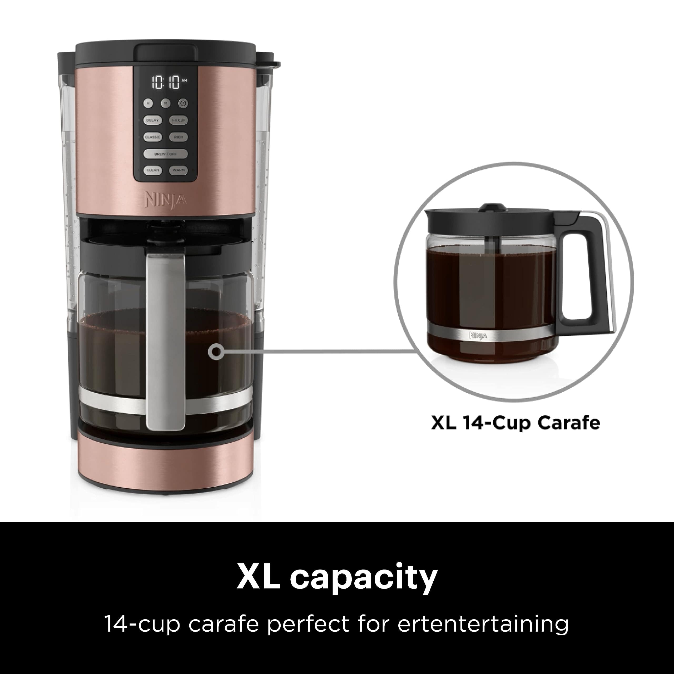 Ninja Programmable XL 14-Cup Coffee Maker PRO with Permanent Filter, 2 Brew Styles Classic & Rich, Delay Brew, Freshness Timer & Keep Warm, Dishwasher