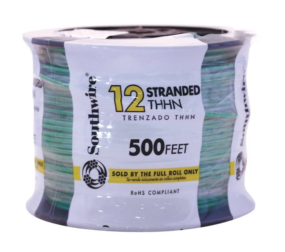 Southwire 500-Feet 12 -AWG Green Stranded Copper THHN wire ( By-the ...