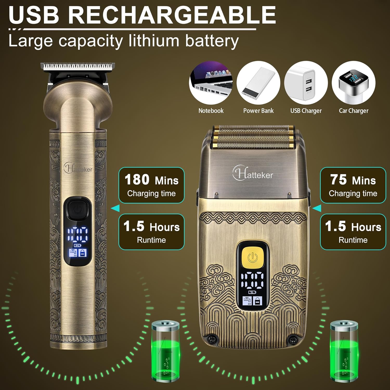 Hatteker Hair Clipper and Foil Shaver - Thumbnail 3