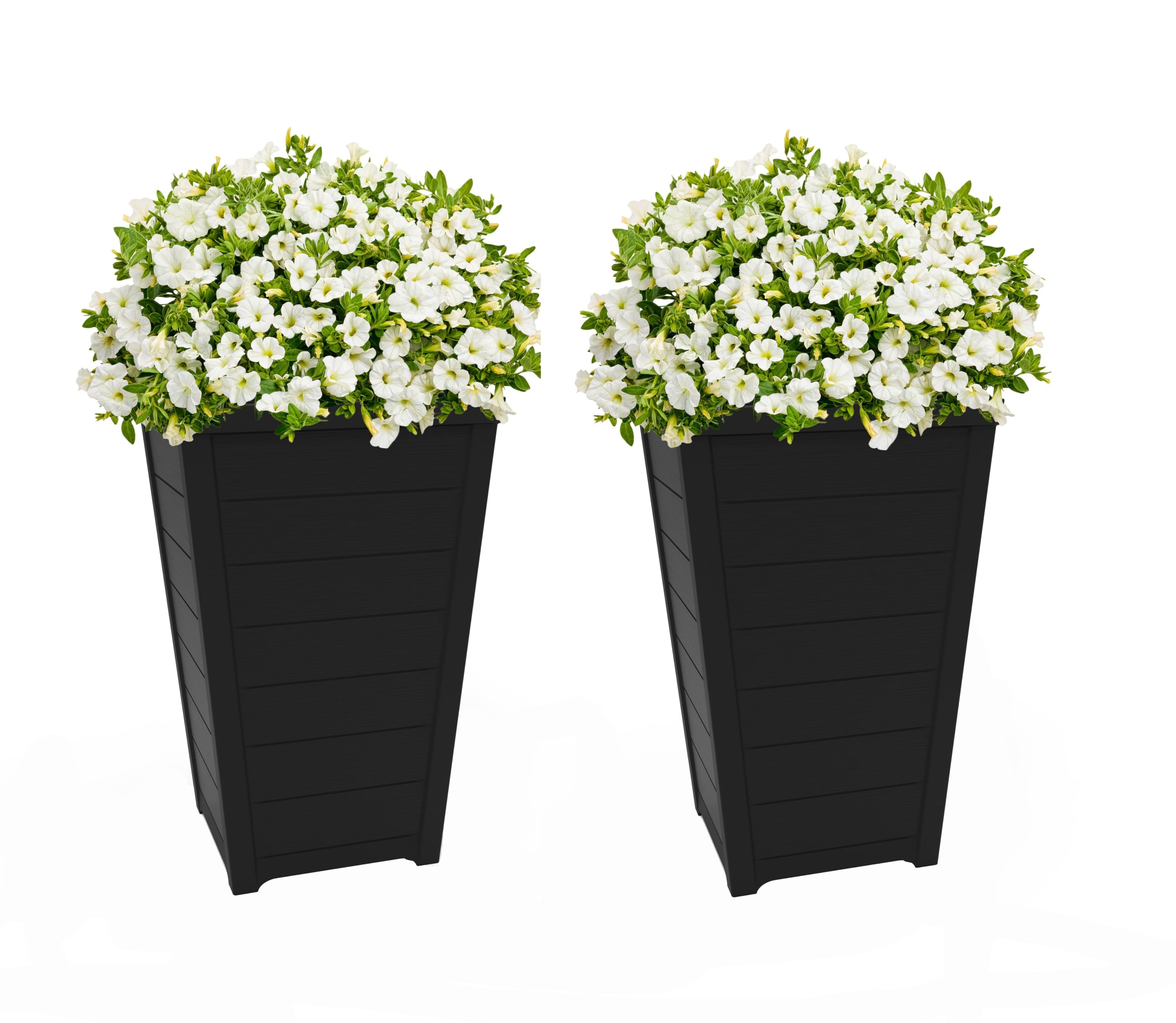 Keter Modern Resin Outdoor Rectangular Planters in Graphite (Set of 2)