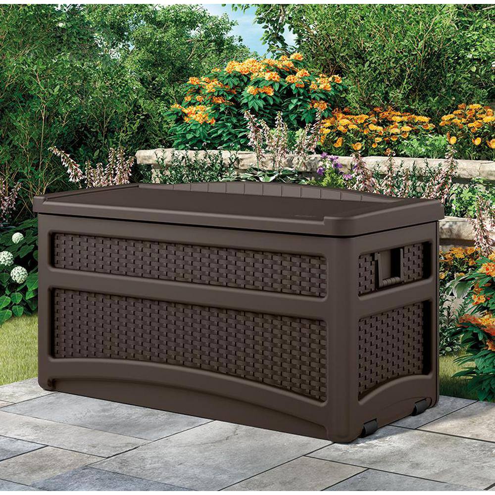 Suncast 73 Gal. Plastic Deck Box, Java - MartDiscover.com