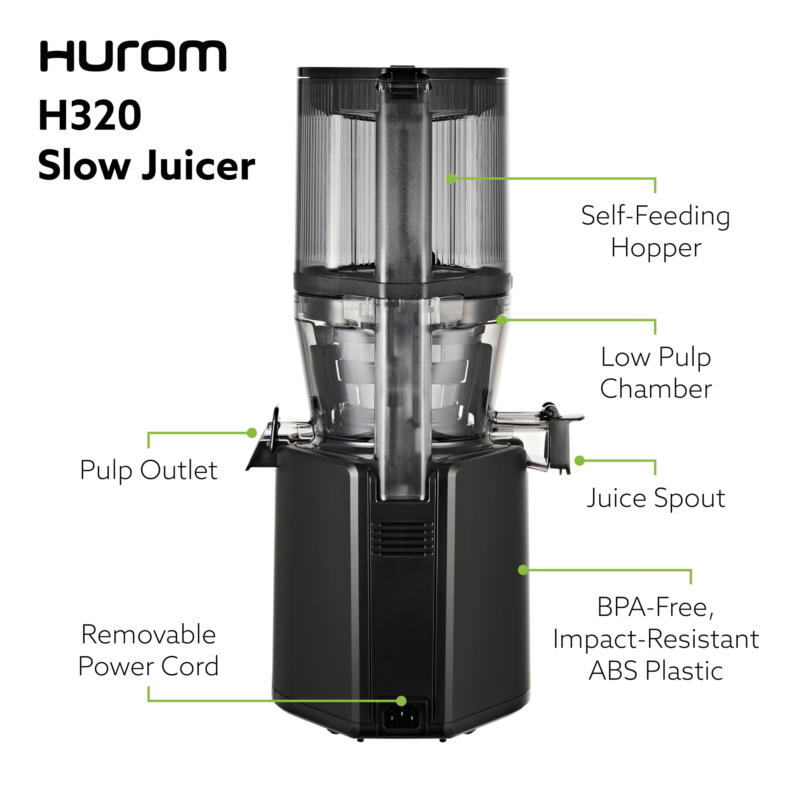 Hurom H320 Slow Juicer, Self-Feeding Cold Press Juice Machine for