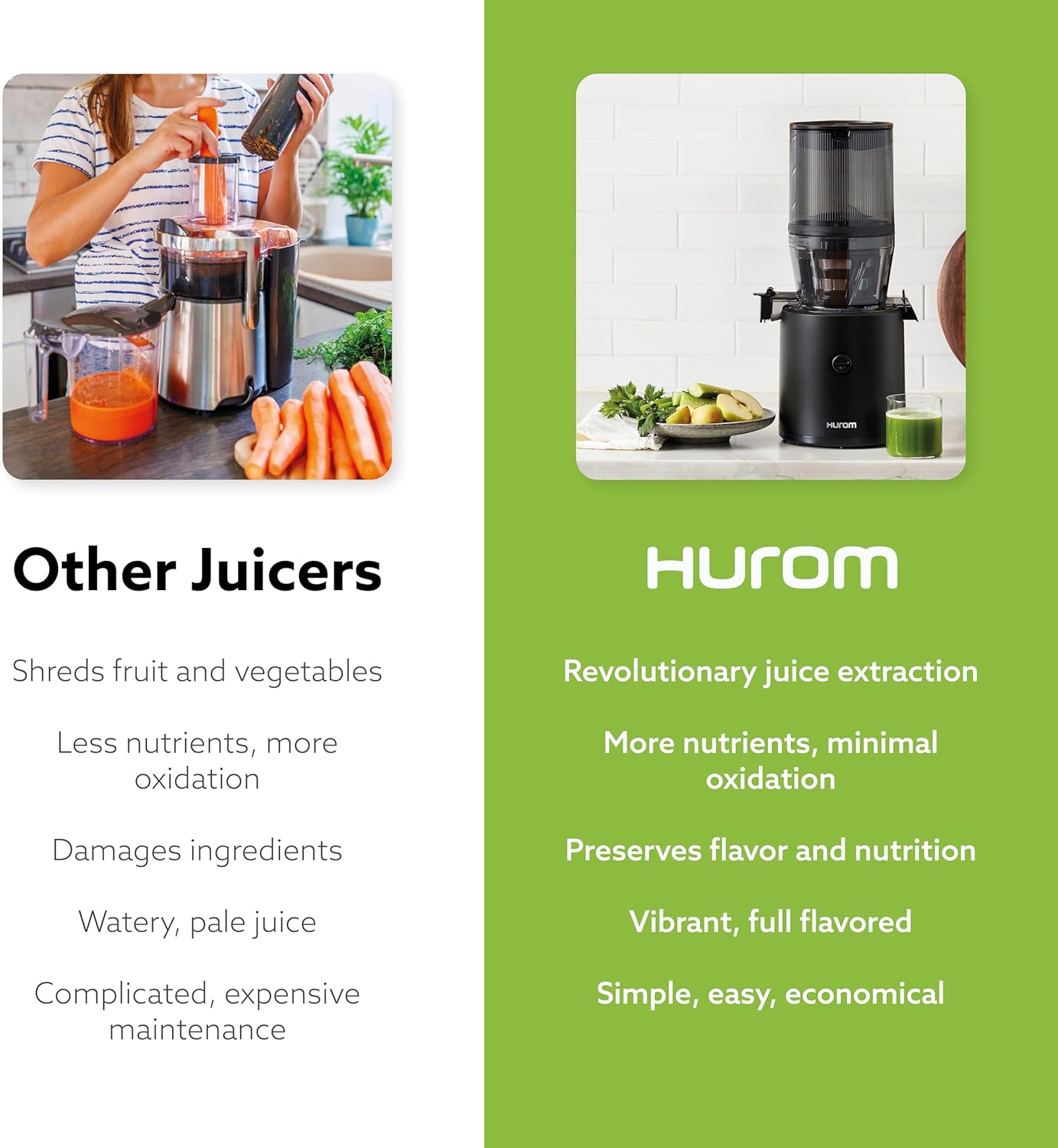 Hurom H320 Slow Juicer, Self-Feeding Cold Press Juice Machine for