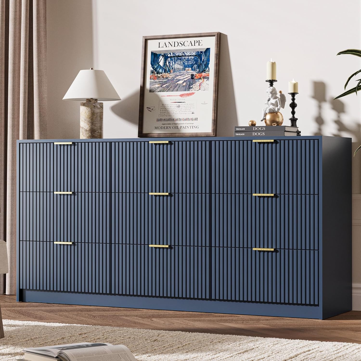 bedroom dresser blue Landocken - Brown / Blue