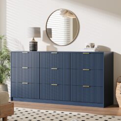 tall white dresser modern Cocora Six Drawer Double Dresser, Superior Top Black