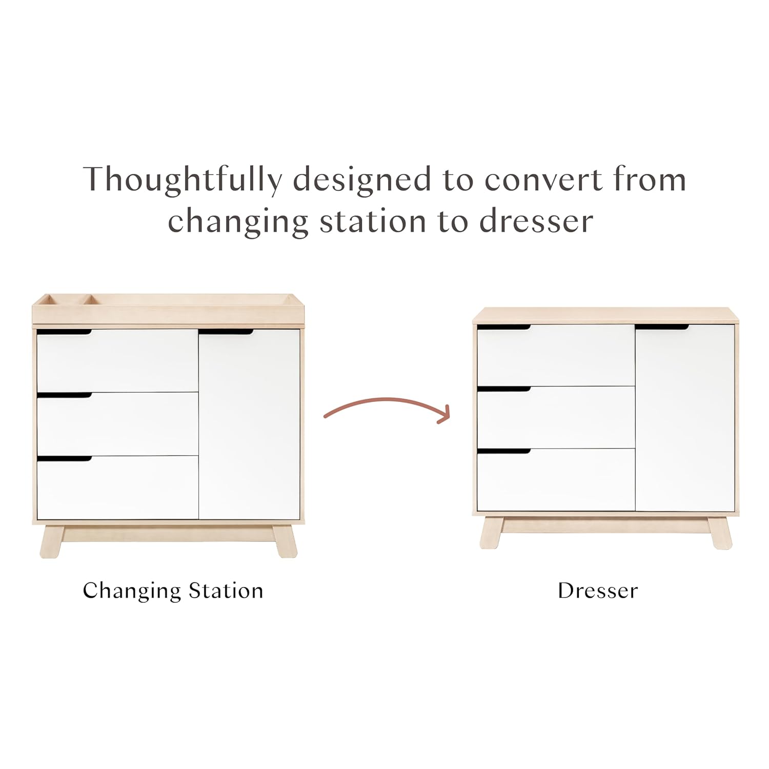 Babyletto Hudson Dress Changer with Removable Tray, Washed Natural White