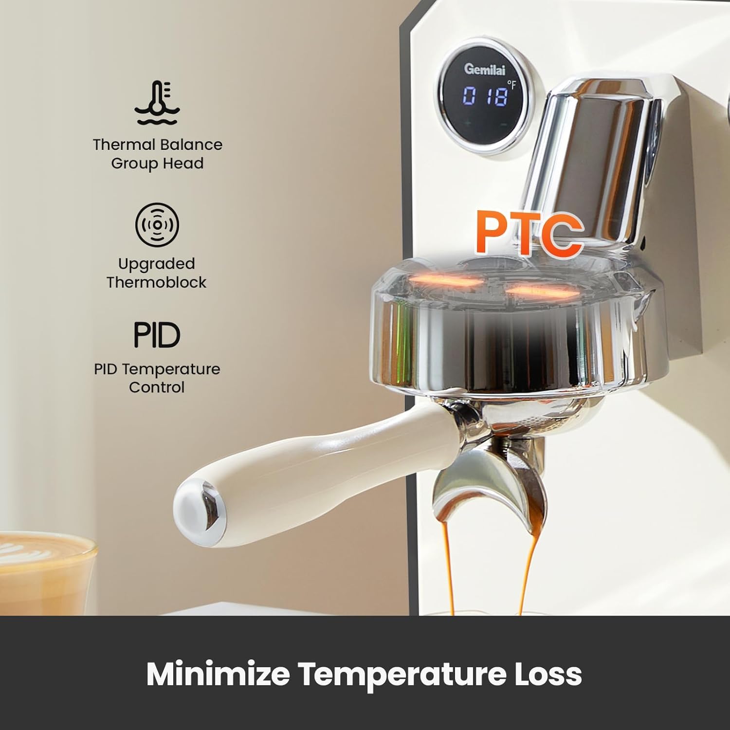 Gemilai Owl Espresso Machine, 15 Bar Professional Semi-Automatic