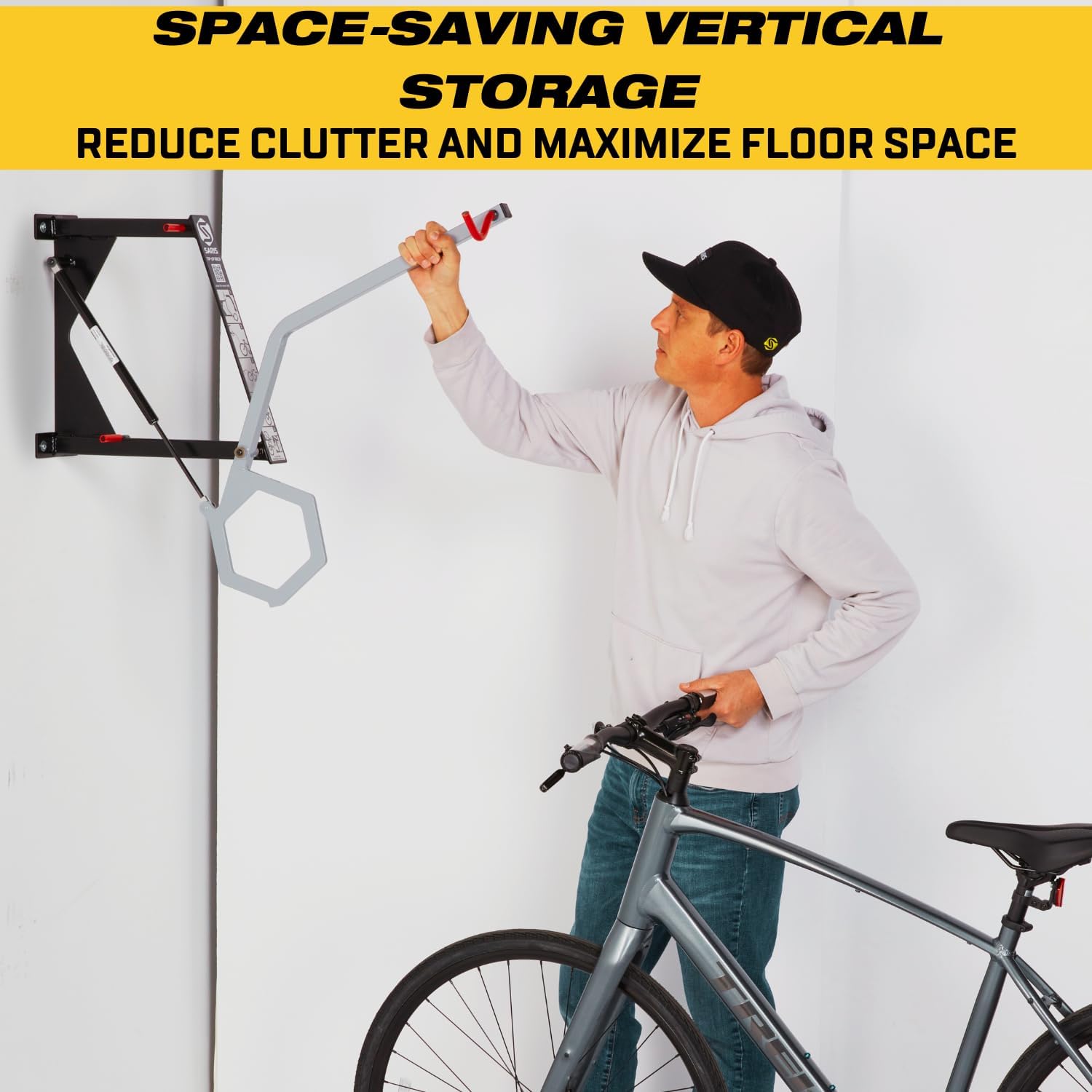 Saris Tip-Up Lift-Assist Bike Rack – Vertical Wall-Mounted Bike Storage ...