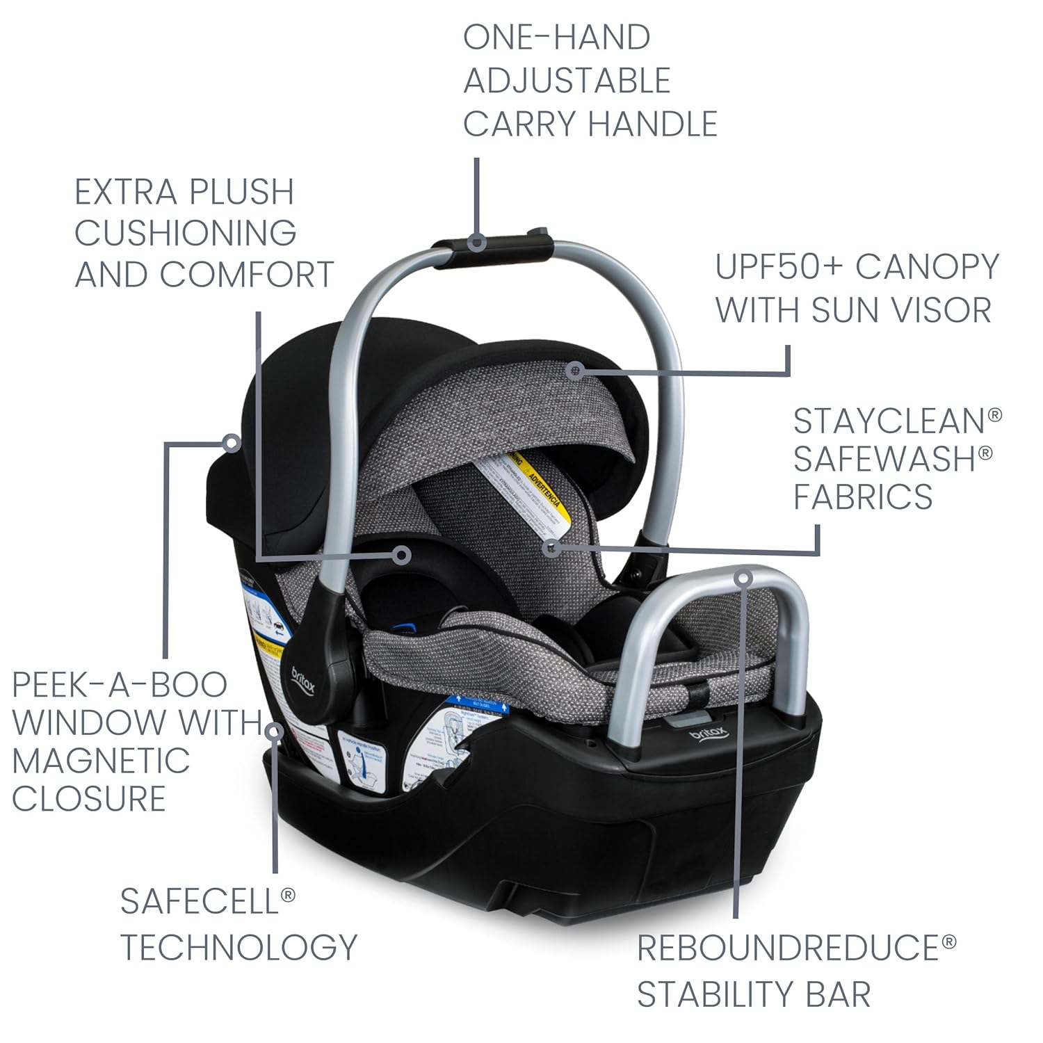 Britax Willow SC Infant Car Seat with Alpine Base - Pindot Onyx