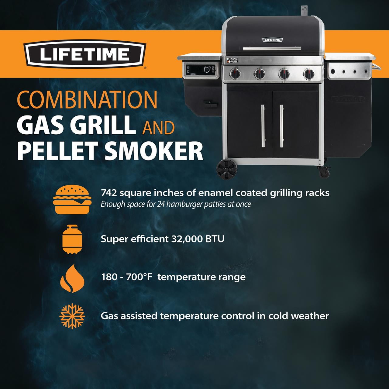 Lifetime Gas Grill and Wood Pellet Smoker Combo - Thumbnail 4