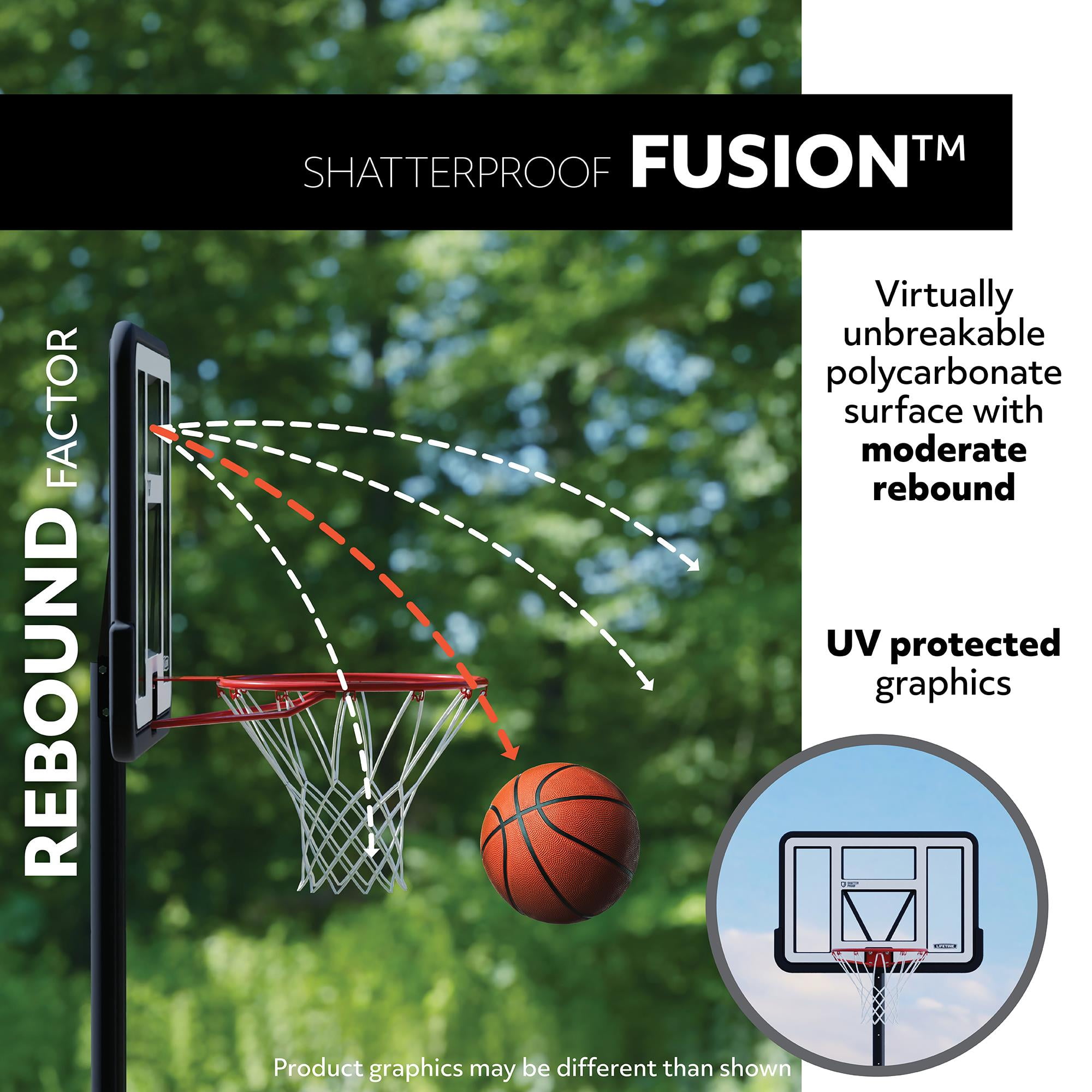 Lifetime 44-Inch Shatterproof Portable Basketball Hoop with Telescoping ...