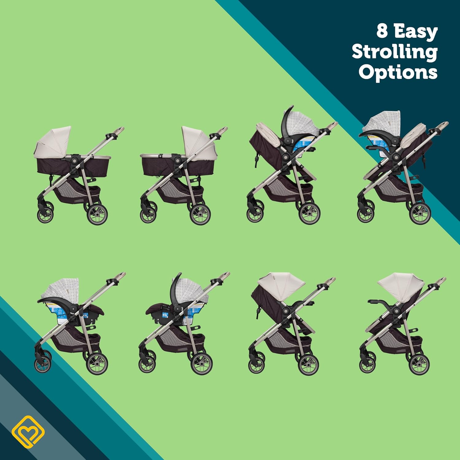 Safety 1st Deluxe Grow and Go Travel System Stroller and Car Seat Combo,  8-in-1 Travel System, Weight Capacity 4-30 lbs, Dunes Edge -  MartDiscover.com